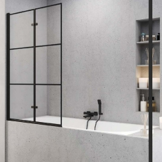 штора для ванны New Trendy Superia Black 100x150 безопасное стекло, прозрачное 2 элемента, левая (P-0054)