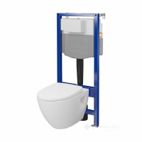 інсталяційний комплект Cersanit Aqua + унітаз Modua Plus Oval підвісний з сидінням, білий (S701-814)