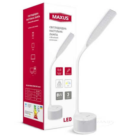 Настільна лампа Maxus Desklamp 8W 3000-5700K WH Sound (1-MAX-DKL-001-04)