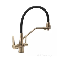 смеситель для кухни Frap на две воды, черный/бронза (F4374-4)
