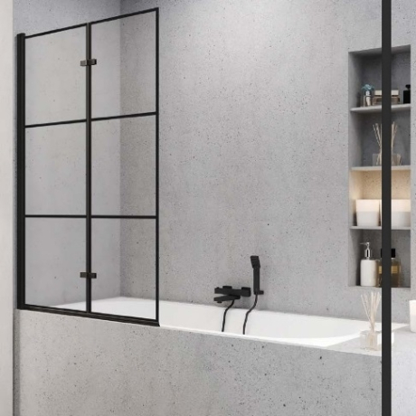 Штора для ванни New Trendy Superia Black 100x150 безпечне скло, прозоре 2 елемента, права (P-0055)