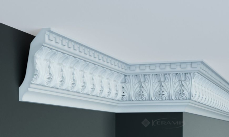 Карниз Elite Decor Gaudi Decor 14,2x6, 9x244 З орнаментом білий (c 1075)