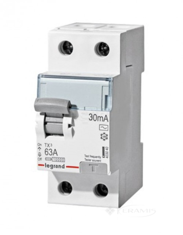 УЗО Legrand Tx3 63 A, 220 В, 2 п., Тип C, 30 mA (403002)