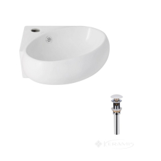 умывальник Qtap Leo N 38x36x13 с донным клапаном PU02O white (QT11115010WN47331)