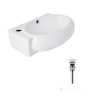 умывальник Qtap Leo 43x28,5x16 с донным клапаном PU02O слева, white (QT11115011LWN47332)