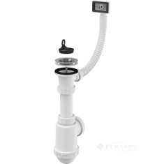 сифон для мойки Alcaplast бутылочный 1 1/2 d70' прямоугол.перелив, без выпуска белый (А444)