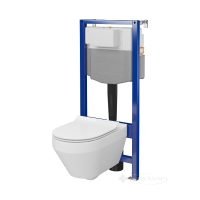 інсталяційний комплект Cersanit Aqua + унітаз Crea Oval підвісний з сидінням, білий (S701-808)