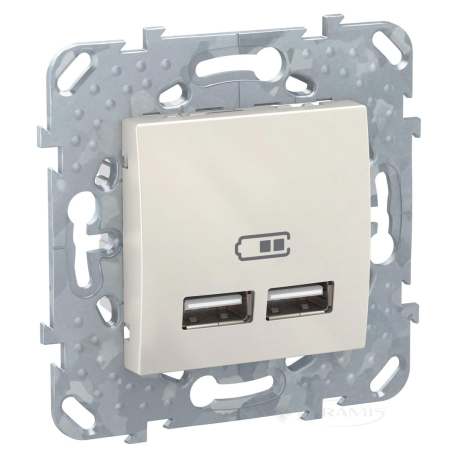 Розетка Schneider Electric Unica USB, 1 пост., 1 A, 100-240 В, без рамки, бежева (MGU5.418.25 ZD)