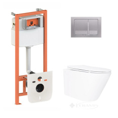 унитаз Qtap Swan Ultra Quiet + инсталляционная система Nest + квадратная клавиша сатин (QT16335180W48206)