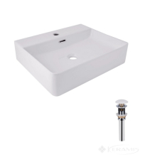 умывальник Qtap Nando LT 50х42х13 с донным клапаном PU02O white (QT12112173SWN47323)