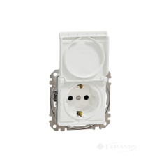 розетка Schneider Electric Sedna Design 16А, 250В, с/з, шторками та кришкою, біла (SDD111024)