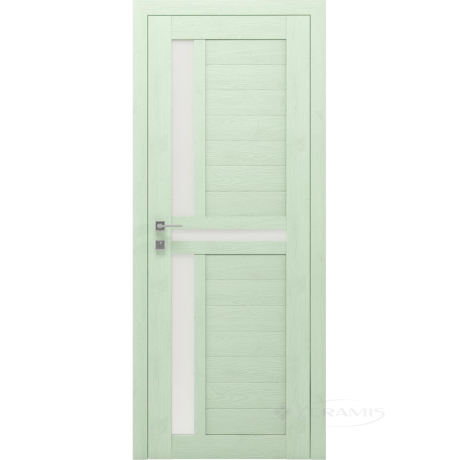 Дверное полотно Rodos Modern Alfa 900 мм, полустекло, сосна браш mint
