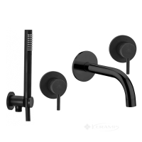 змішувач для ванни та душа Paffoni, прихований монтаж, чорний матовий (KITLIG010BNO)