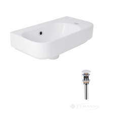 умывальник Qtap Tern 45х25х15,8 с донным клапаном PU02O справа, white (QT17115117RWN47328)