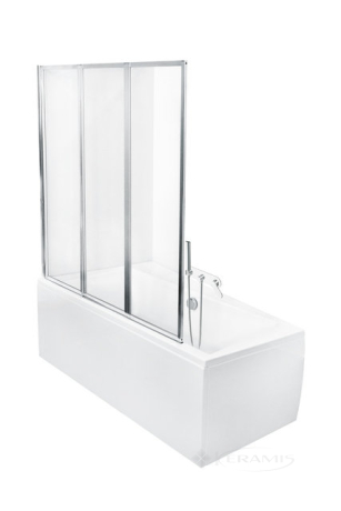 Штора для ванны Besco PMD Piramida Ambition Premium 3S 130х140 стекло прозрачное