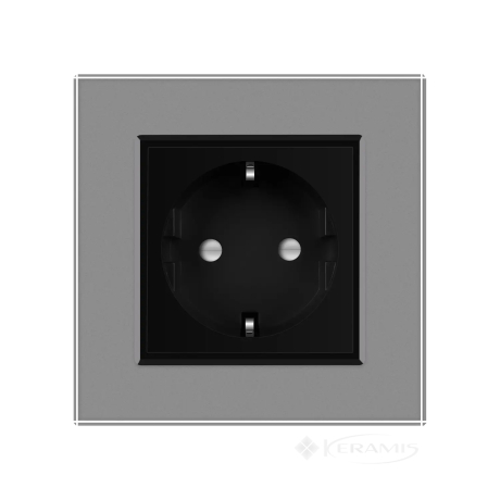 Розетка Livolo 1 пост., 16 А, 220 В, с рамкой, серый черный стекло (VL-C7C1EU-15/12)