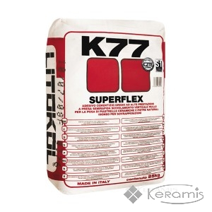 Клей для плитки Litokol Superflex К77 цементная основа, серый 25 кг (K770025)