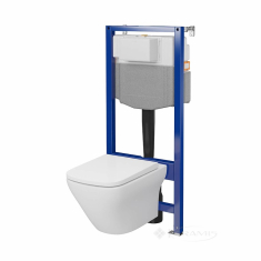 инсталляционный комплект Cersanit Aqua + унитаз Larga Aquare подвесной с сиденьем, белый (S701-801)