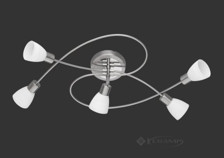 Люстра Trio Carico, никель матовый, белый матовый, 5 ламп, LED (671510507)