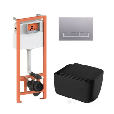 унитаз Qtap Gemini Ultra Quiet + инсталляционная система Nest + линейная клавиша сатин (QT2533076EUQMB46169)