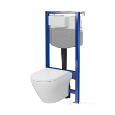 инсталляционный комплект Cersanit Aqua + унитаз Larga Oval подвесной с сиденьем, белый (S701-800)