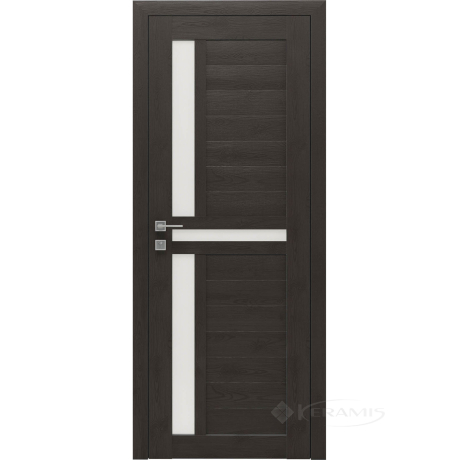 Дверное полотно Rodos Modern Alfa 800 мм, полустекло, сосна браш braun