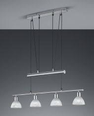 підвісний світильник Trio Levisto, нікель матовий, алебастровий, 4 лампи, LED (371010407)