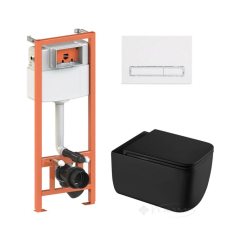 унитаз Qtap Gemini Ultra Quiet + инсталляционная система Nest + линейная клавиша белый (QT2533076EUQMB46171)