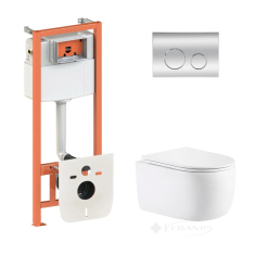 унитаз Qtap Taurus Ultra Quiet + инсталляционная система Nest + круглая клавиша хром (QTTAU26W4911649872)