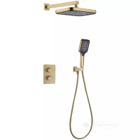 душевая система Devit Flow скрытого монтажа, с термостатом, brushed gold (D117125011221BG)