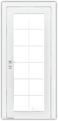 Дверне полотно Rodos Loft Porto 600 мм, зі склом, білий мат