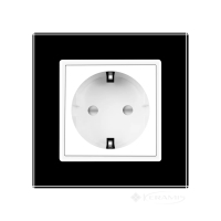 розетка Livolo 1 пост., 16 А, 220 В, з рамкою, чорний білий скло (VL-C7C1EU-12/11)