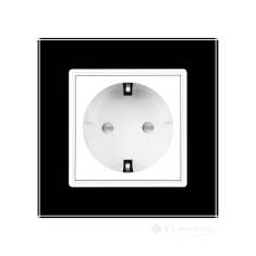 розетка Livolo 1 пост., 16 А, 220 В, с рамкой, черный белый стекло (VL-C7C1EU-12/11)