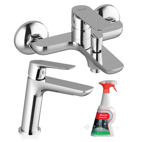 Набор смесителей Ravak Classic для ванны, хром + чистящее средство (СL 012.00+СL 022.00/150+X01101)