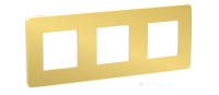 рамка Schneider Electric Unica New 3 пост., золотая, белая (NU280659)