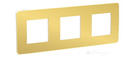 Рамка Schneider Electric Unica New 3 пост., золота, біла (NU280659)