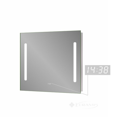 Зеркало Sanwerk Lava 90x3,5x65 Stella  с подсветкой и часами (ZL0000141)