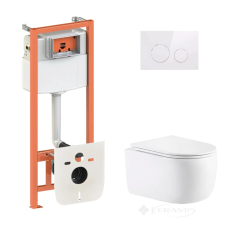 унитаз Qtap Taurus Ultra Quiet + инсталляционная система Nest + круглая клавиша белый (QTTAU26W4911649866)