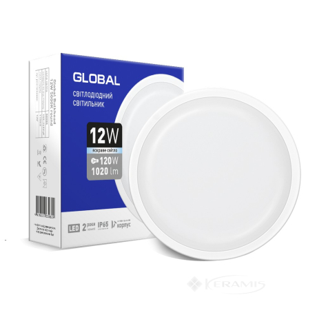 Светильник потолочный Global Hpl Bulkhead 12W 5000K круг (1-GBH-1250-C)