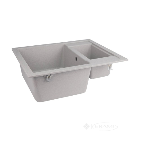 Кухонна мийка Lidz 615x500 /200 з додатковою чашею сірий GRA-09 (LIDZGRA09615500200)