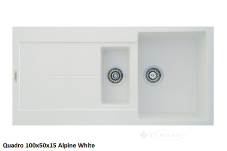 Кухонная мойка Fabiano Quadro 100x50x20 alpine white, 2 чаши