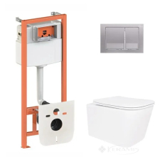 унитаз Qtap Crow Ultra Quiet + инсталляционная система Nest + прямоугольная клавиша сатин (QT05335172W48205)