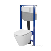 інсталяційний комплект Cersanit Aqua + унітаз City Oval підвісний з сидінням, білий (S701-794)