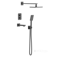 душевая система с термостатом Imprese Bilovec скрытого монтажа, черный матовый (t04800910STC)