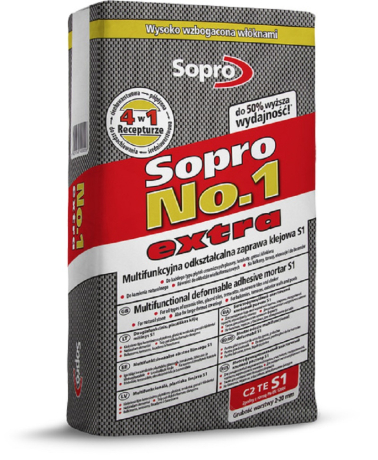 Клей для плитки Sopro NO.1 Extra цементная основа, 22,5 kg (400E/22,5)