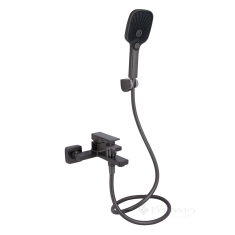 змішувач для ванни Qtap Gemini з душовим гарнітуром, gunmetal black PVD (QTGEM259GMB45684)