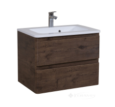 тумбочка Aqua Rodos Акцент 98,7x43,5x52 с умывальником "Альфа", консольная, каштан (АР000040148)