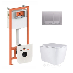 унитаз Qtap Tern Ultra Quiet + инсталляционная система Nest + квадратная клавиша сатин (QT17332303AW47507)