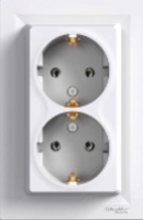 розетка Schneider Electric Asfora 2 пост., 16 А, 250 В, з/к, з рамкою біла (EPH9900121)
