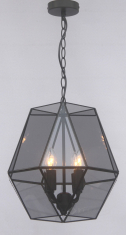 підвісний світильник Wunderlicht Iceland, чорний/димчастий, 4 лампи (YW3172-P4)